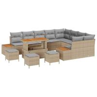 Tuinbankenset 13 pcs Beige poly rattan - thumbnail