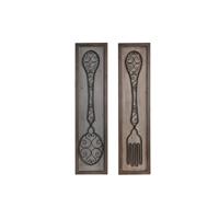 Decoratieve figuren DKD Home Decor Verouderde afwerking Metaal Hout Bestekken (24 x 5 x 99 cm) (2 Stuks) - thumbnail
