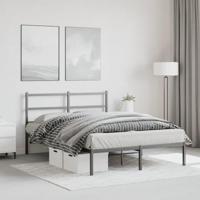 Bedframe met hoofdbord metaal zwart 140x200 cm - thumbnail