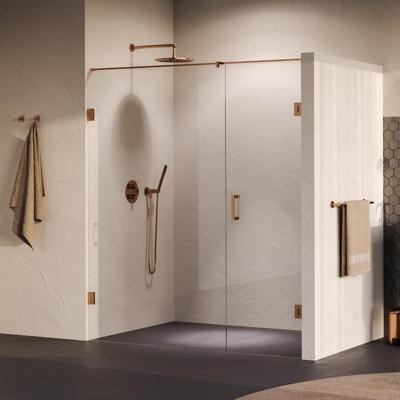 Brauer Void - Nisdeur - 2-Delig - Helder Glas - 180 x 200 cm - Omkeerbaar - met Draaideur 70 cm - Aan Muur - incl. Glascoating - PVD Koper