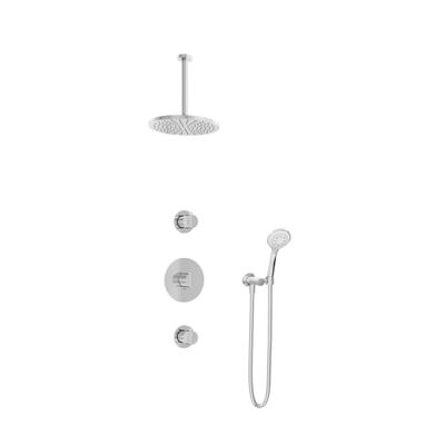 Hotbath Buddy - Inbouw Regendoucheset - 2 Stopkranen - Thermostatisch - Plafondbuis 30 cm - Hoofddouche 250 mm - Ronde Handdouche 3 Standen - Waterbesparend - V01