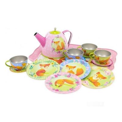 Simply For Kids tinnen theeservice vos in koffer 15-delig Simply For Kids tinnen theeservice vos in koffer 15-delig