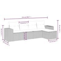 5-delige Loungeset met kussens poly rattan zwart - thumbnail