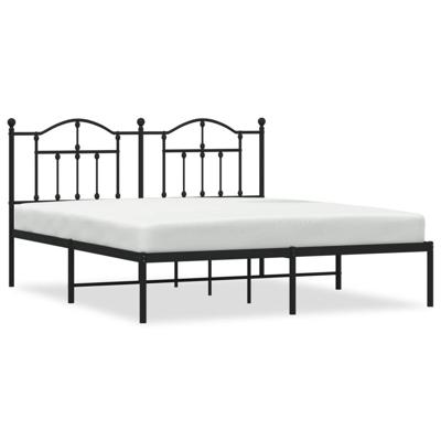 Bedframe met hoofdbord metaal zwart 160x200 cm