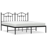 Bedframe met hoofdbord metaal zwart 160x200 cm - thumbnail
