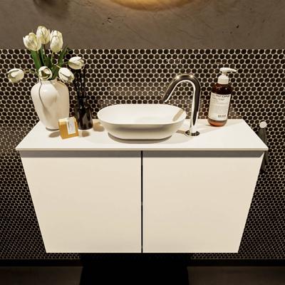 MONDIAZ FOWY toiletmeubel 80cm kleur talc. Waskom positie midden kleur talc | talc. Met 1 kraangat