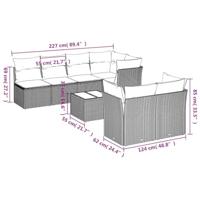 8-delige Loungeset met kussens poly rattan grijs - thumbnail