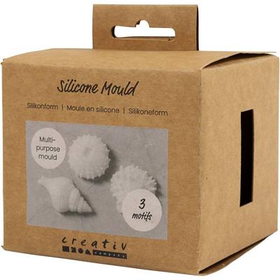 Creativ Company Siliconen vormen, zeester, conchschelp, schelp, h: 1,5-2 cm, d 3,5-6 cm, 3 stuk/ 1 doos