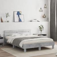 Bedframe met hoofdeinde bewerkt hout betongrijs 140x190 cm - thumbnail