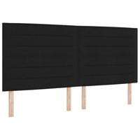 Bedframe met hoofdeinde Zwart 200 x 200 cm Stof - thumbnail