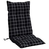 VidaXL Stoelkussens 2 st hoge rug ruitpatroon oxford stof zwart - thumbnail