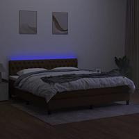 Boxspring met matras en LED stof donkerbruin 160x200 cm - thumbnail