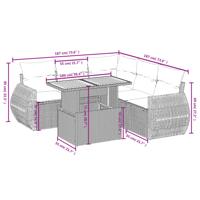 6-delige Loungeset met kussens poly rattan grijs - thumbnail