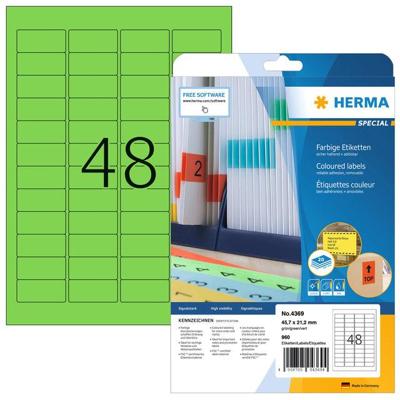 Etiket HERMA 4369 45.7x21.2mm verwijderbaar groen 960 etiketten | 32 stuks
