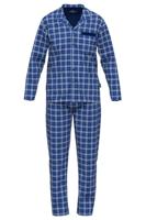Gotzburg Doorknoop pyjama geweven blauw ruit - thumbnail