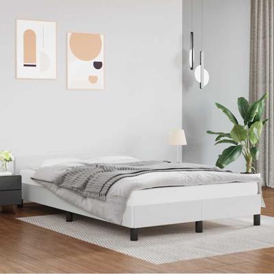 Bedframe met hoofdbord kunstleer wit 120x200 cm