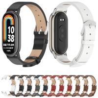 PU leren bandje - Zwart met zwarte aansluiting - Xiaomi Smart Band 8 & 9 - thumbnail