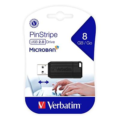 Verbatim Pin Stripe USB-stick 8 GB Zwart 49062 USB-A 2.0 Verbatim Pin Stripe USB-stick 8 GB Zwart 49062 USB-A 2.0