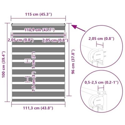 VidaXL Zebra rolgordijn 115x100 cm stofbreedte 110,9cm polyester bruin