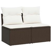 2-delige Loungeset met kussens poly rattan acacia bruin - thumbnail