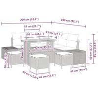Tuinbankenset met kussen met opslag 9 pcs Grijs Poly riet - thumbnail