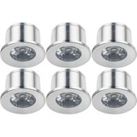 LED Veranda Spot Verlichting 6 Pack - Velvalux - 1W - Warm Wit 3000K - Inbouw - Dimbaar - Rond - Mat Zilver - Aluminium - Ø31mm - thumbnail