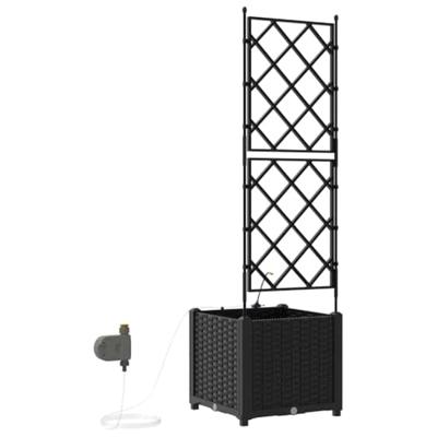 VidaXL Tuin bloempot zwart 40 x 40 x 142 cm staal