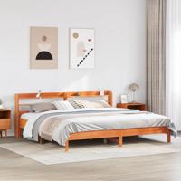 Bedframe zonder matras massief grenenhout wasbruin 180x200 cm - thumbnail