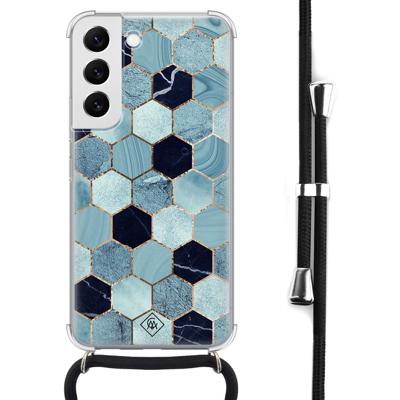 Samsung Galaxy S22 hoesje met koord - Blue cubes