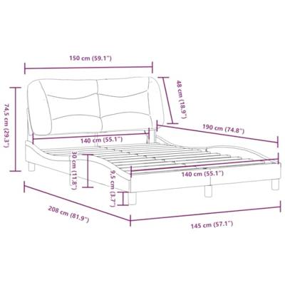 Bedframe met LED zonder matras "Hvar" kunstleer wit en zwart 140x190 cm