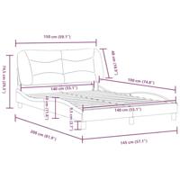 Bedframe met LED zonder matras "Hvar" kunstleer wit en zwart 140x190 cm - thumbnail