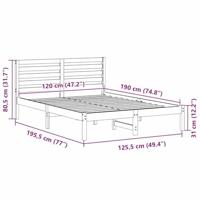 Bedframe met hoofdeinde Bruin 120 x 190 cm Massief grenenhout - thumbnail