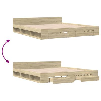 Bedframe met lades bewerkt hout sonoma eikenkleurig 180x200 cm