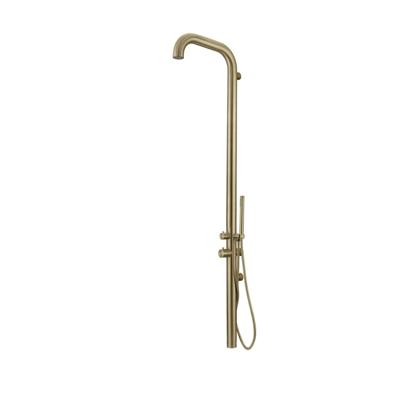 Buitendouche Fortifura Outdoor Original Wandmodel Met Handdouche Geborsteld Messing Fortifura Buitendouche Fortifura Outdoor Original Wandmodel Met Handdouche Geborsteld Messing Fortifura