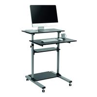 LogiLink Zit-sta-bureau In hoogte verstelbaar, Met wieltjes Hoogte: 93.8 tot 1.378 m (b x d) 70 cm x 70.5 cm Zilver BP0070 BP0070 - thumbnail
