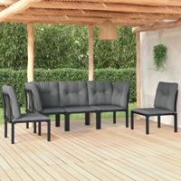 5-delige Loungeset poly rattan zwart en grijs - thumbnail