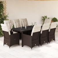 9-delige Tuinset met kussens poly rattan bruin - thumbnail