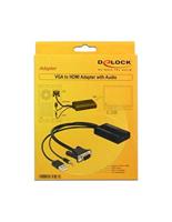 Delock 62597 HDMI / VGA / USB / Jackplug Adapter [1x HDMI-bus - 1x D-sub stekker 15-polig, USB-A-stekker, Aansluiting] Zwart 0.25 m - thumbnail