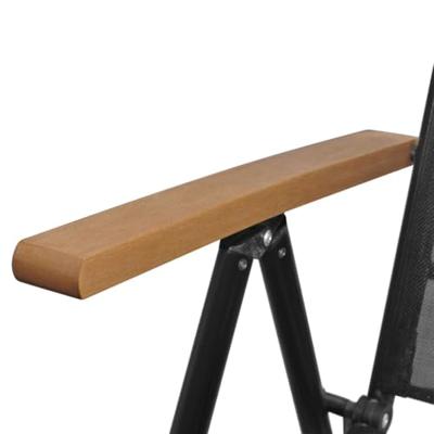 Tuinstoelen inklapbaar 4 st aluminium en textileen zwart - thumbnail