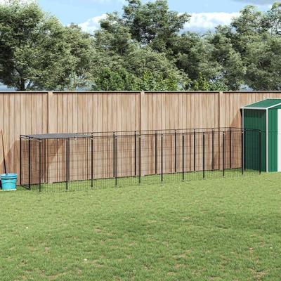 Hondenkennel 6,05 m² staal zwart