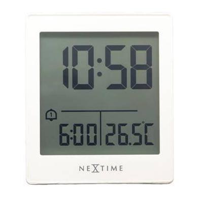 NeXtime - Digitale Tafelwekker 7,7x8,9x3 cm - RCC - Temperatuur - Wit
