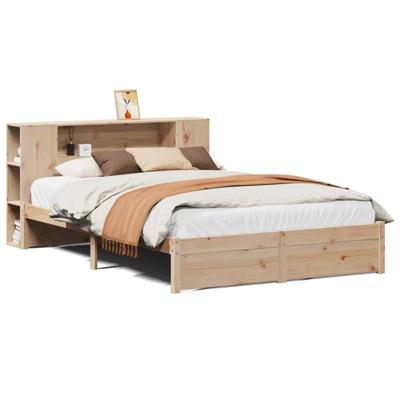 Bed met boekenkast zonder matras massief grenenhout 120x190 cm