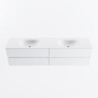 MONDIAZ VICA 190cm badmeubel onderkast Talc 4 lades. Wastafel MOON dubbel zonder kraangat, kleur Talc. - thumbnail
