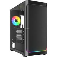 Sharkoon ak4w rgb strip midi tower behuizing (zwart | 2x usb-a | 1x usb-c | rgb | tempered glass) - thumbnail