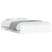 Bedframe met lades bewerkt hout wit 150x200 cm - thumbnail