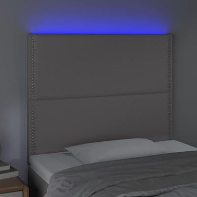 Hoofdbord LED 90x5x78/88 cm kunstleer grijs - thumbnail