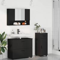 Badkamermeubelset 3 pcs Zwart 76,5 x 35 x 64 cm Bewerkt hout - thumbnail