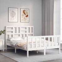 Bedframe zonder matras massief grenenhout wit 140x200 cm - thumbnail