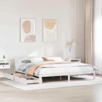 Bedframe met lades massief grenenhout wit 180x200 cm - thumbnail