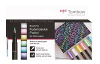 Tombow • brush pen fudenosuke pastel for black paper 6x - thumbnail